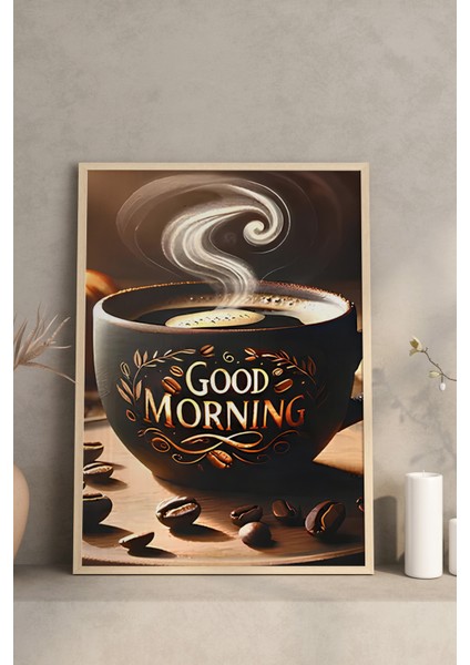 🌞 Good Mornıng Serisi – Çerçeveli 3’lü Kahve Temalı Tablo Seti (Mdf – Uv Baskı) CRV1023 23 x 32 modelleri