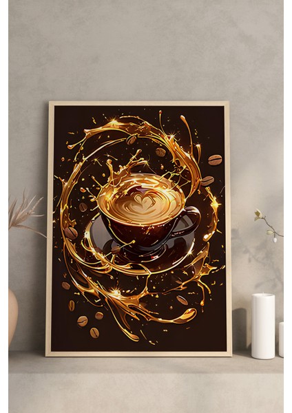 ☕ Kahve Enerjisiyle Canlanan 3'lü Mdf Tablo Seti – Ahşap Çerçeveli |23X32 – 32X42 – 42X62 CRV1010 23 x 32 modelleri