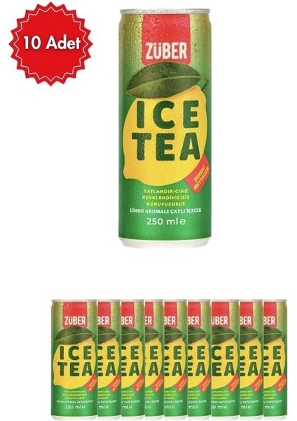 Limon Aromalı Ice Tea 250 ml x 10 Adet | Serinletici Soğuk Çay | Doğal Meyve Aromalı Içecek
