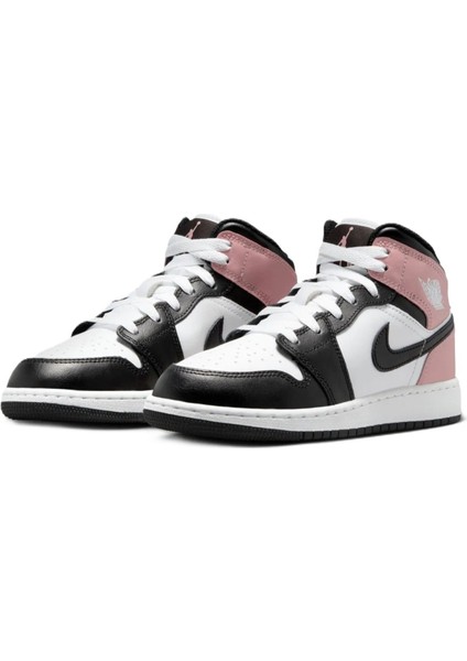 Air Jordan 1 Mıd Leather Unisex Sneaker Hakiki Deri Bilekli Günlük Spor Ayakkabı Siyah-Beyaz modelleri