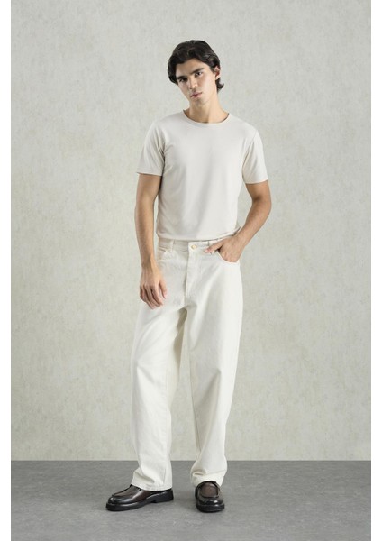 Gold Aksesuar Detaylı Ekru Pantolon