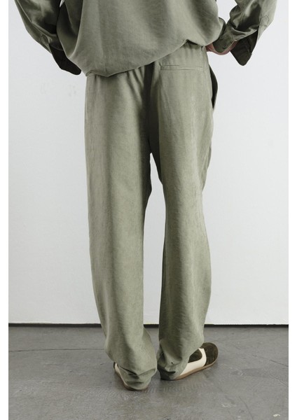 Pilili Efektli Modal Haki Pantolon modelleri