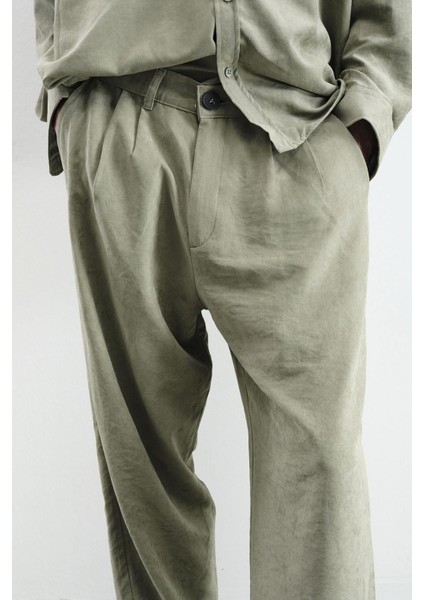 Pilili Efektli Modal Haki Pantolon fırsatları