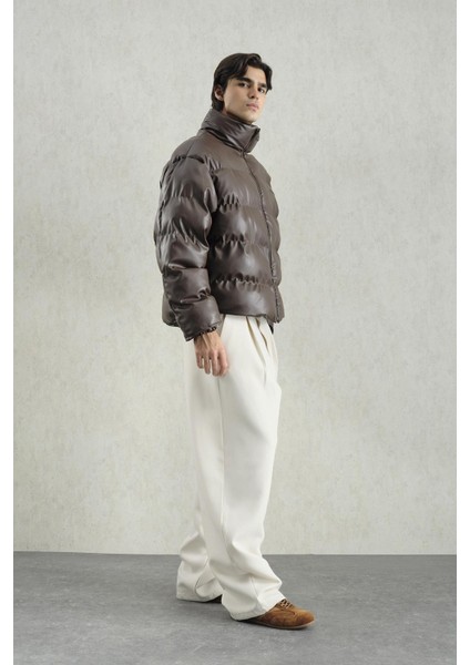 Şişme Deri Kahverengi Mont fiyatları