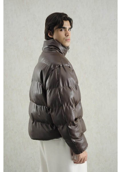 Şişme Deri Kahverengi Mont fırsatları