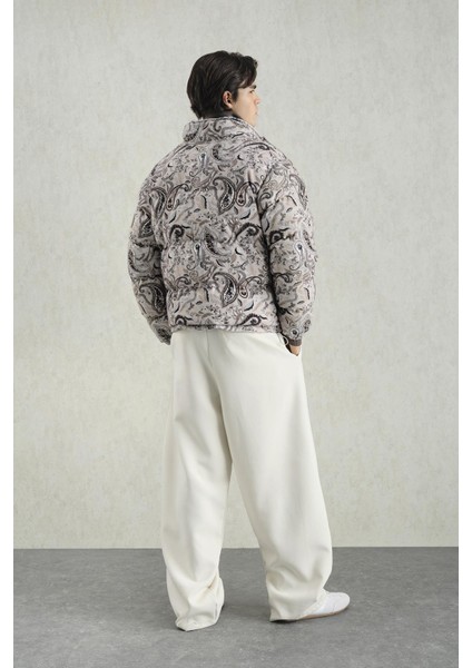 Desenli Kadife Şişme Bej Mont fiyatları