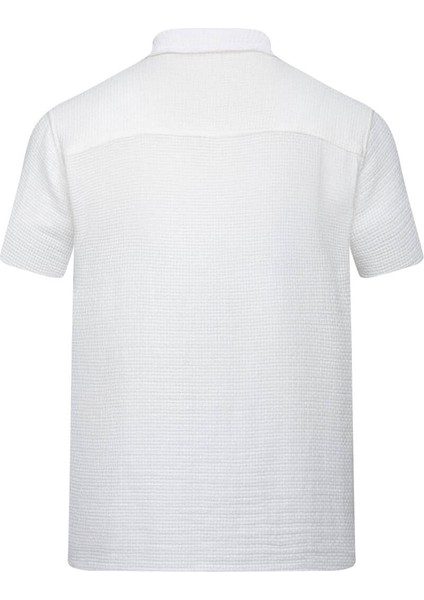 Beyaz Comfort Fit Düğmeli Yaka 100% Pamuk Kısa Kollu Casual Gömlek modelleri