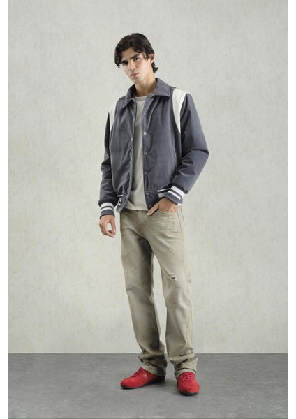 Gri Kadife Kolej Ceket