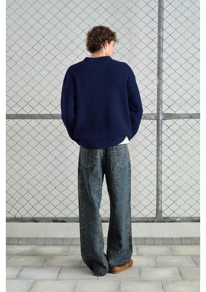 Regular Fıt Fitilli Lacivert Triko Kazak fiyatları