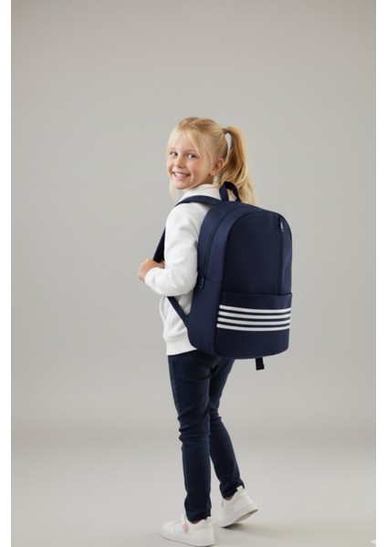 Unisex Şeritli 3 Fermuarlı Çok Kullanışlı Sırt Çantası fırsatları