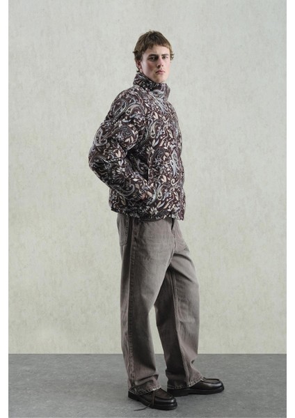 Desenli Kadife Şişme Bordo Mont modelleri