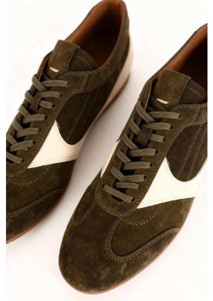 Parçalı Deri Haki Ayakkabı indirimleri