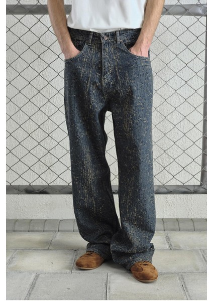 Efektli Dökümlü Lacivert Jean indirimleri