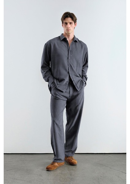 Pilili Efektli Modal Antrasit Pantolon