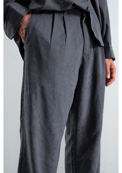 Pilili Efektli Modal Antrasit Pantolon modelleri