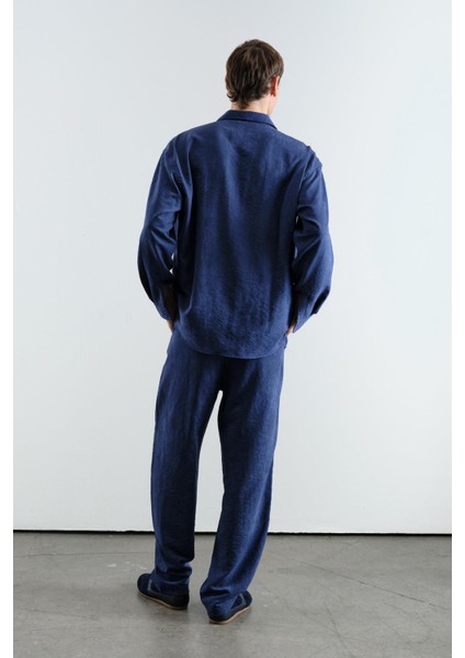 Pilili Efektli Modal Lacivert Pantolon fırsatları