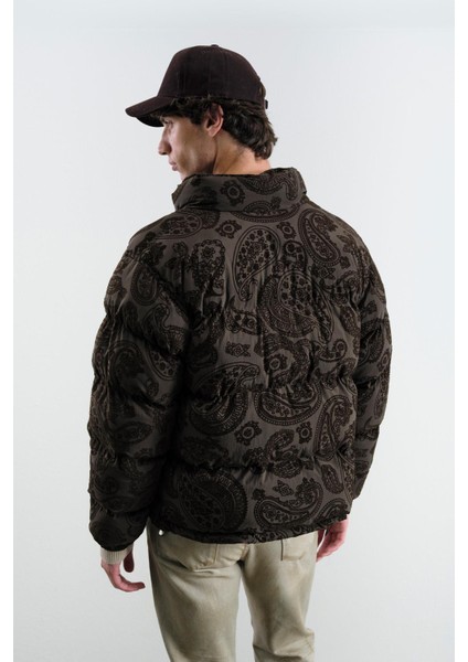 Flok Desenli Şişme Kahverengi Mont fırsatları