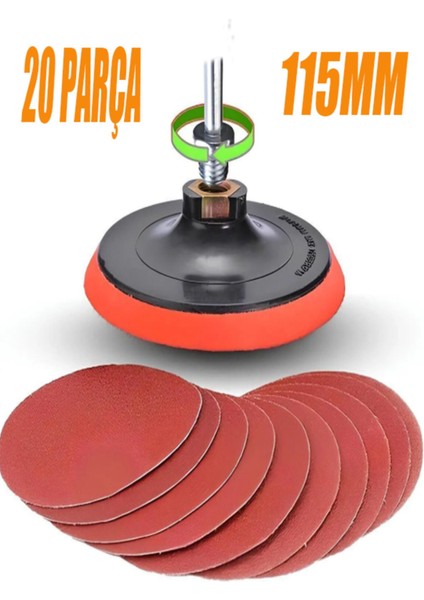 115 mm Cırt Zımpara Kağıdı El Zımparaları Ucu Seti Matkap Aparatı Avuç Içi Spiral Taşlama 20 Parça
