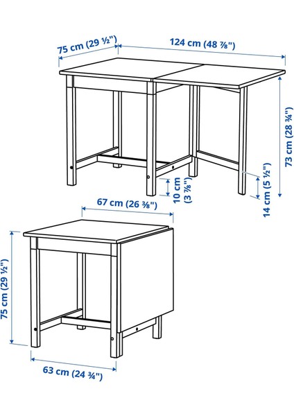 Pınntorp Mutfak Masası Takımı Açık Kahverengi Beyaz Katorp Natürel 2 Sandalyeli Katlanabilir 67 / 124 Cm fiyatları