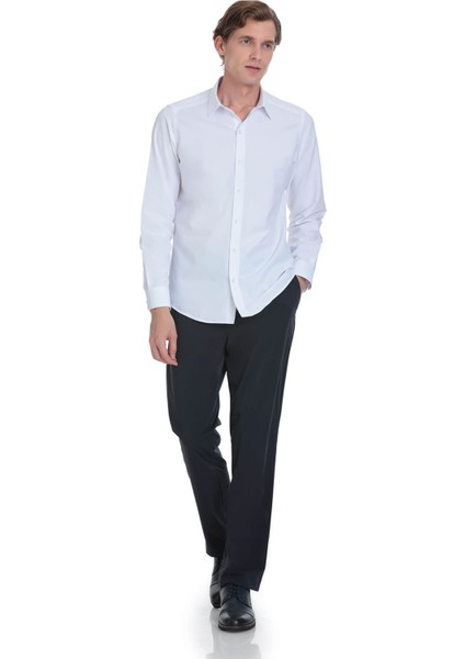 Beyaz Slim Fit Slim Yaka Pamuklu Uzun Kollu Gömlek fiyatları