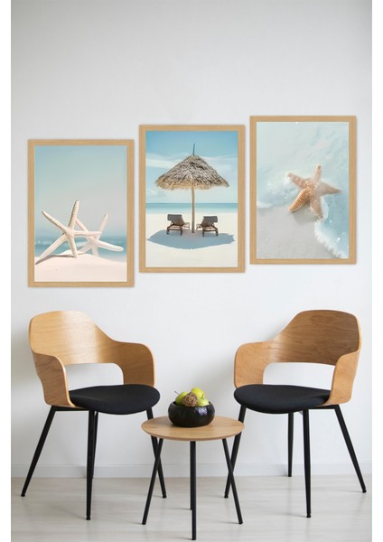 🖼️ Tropikal Sahil Manzaralı 3’lü Tablo Seti (Çerçevesiz) CRVS1053 13 x 17 modelleri