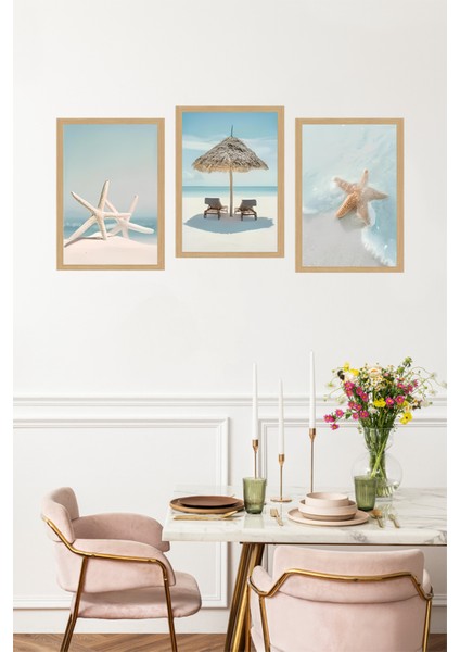 🖼️ Tropikal Sahil Manzaralı 3’lü Tablo Seti (Çerçevesiz) CRVS1053 13 x 17 fırsatları