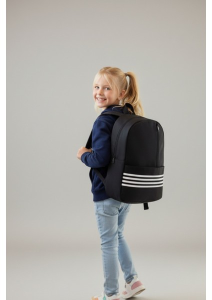 Unisex Şeritli 3 Fermuarlı Çok Kullanışlı Sırt Çantası fiyatları