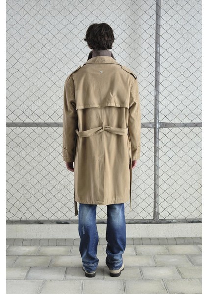 Kemerli Regular Fıt Süet Bej Trençkot fırsatları