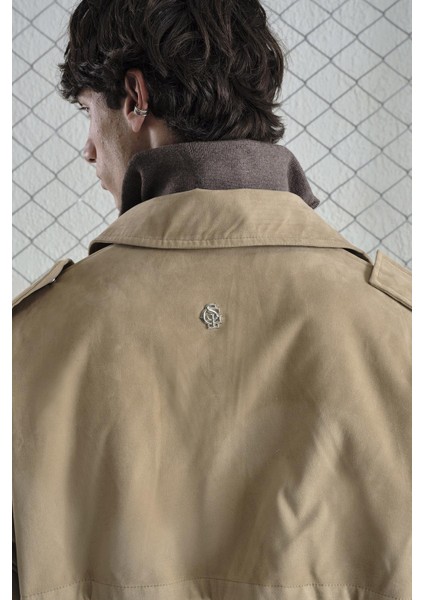 Kemerli Regular Fıt Süet Bej Trençkot indirimleri