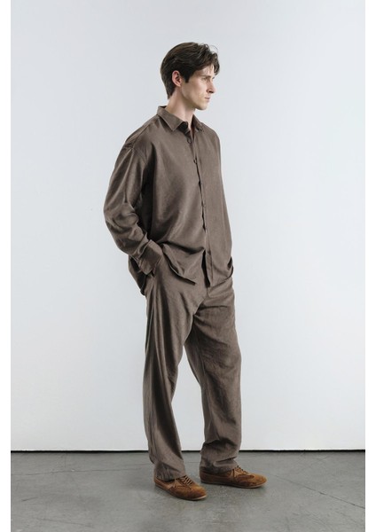 Pilili Efektli Modal Kahverngi Pantolon fiyatları