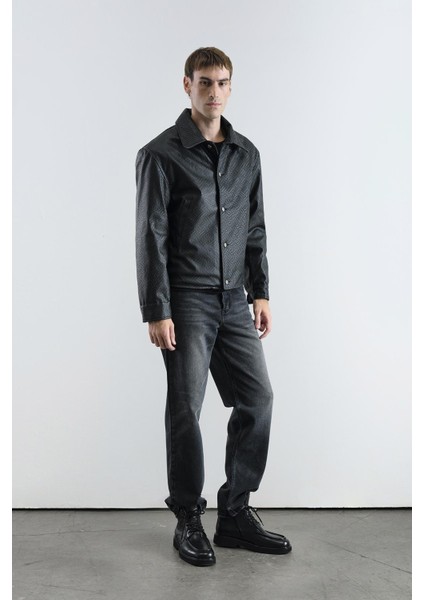 Örgü Desenli Deri Siyah Ceket fiyatları