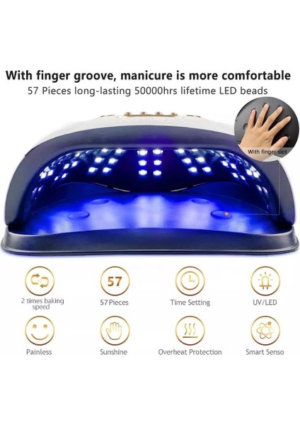 C4 Plus 256 Watt 57 LED Uv LED Kalıcı Oje Protez Tırnak Kurutucu Lamba - Beyaz fırsatları