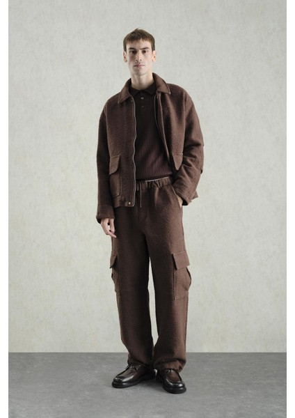 Jakar Desenli Kahverengi Ceket