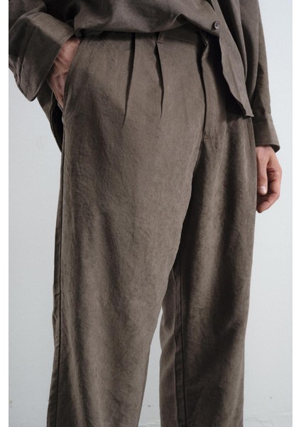 Pilili Efektli Modal Kahverngi Pantolon indirimleri