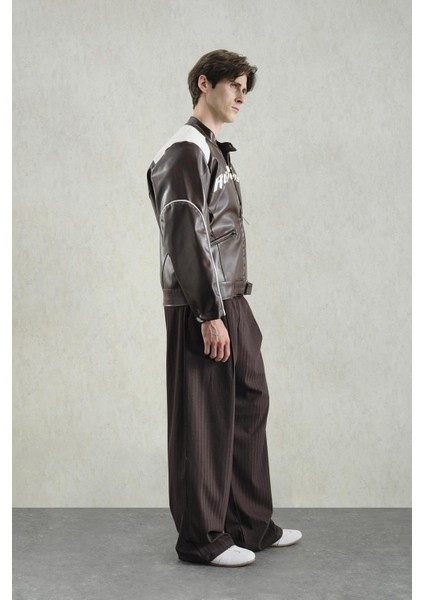 Motorcu Kahverengi Deri Ceket fırsatları