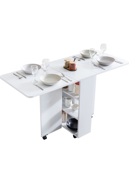 Blesk Mio Katlanabilir Tekerlekli Çok Amaçlı Yemek Masası – Raflı ve Portatif Tasarım modelleri