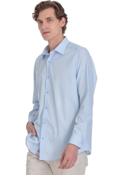 Mavi Klasik Fit Slim Yaka Pamuklu Uzun Kollu Gömlek modelleri