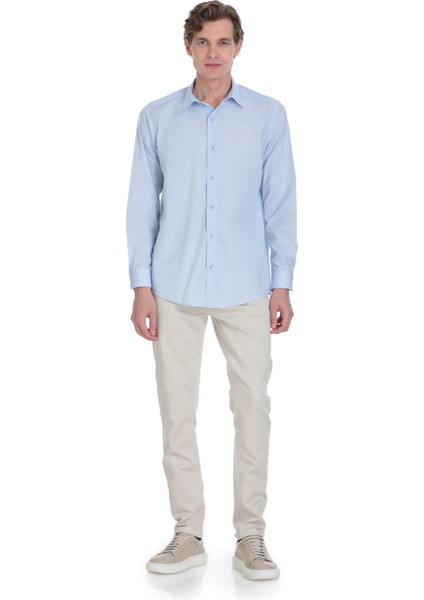 Mavi Klasik Fit Slim Yaka Pamuklu Uzun Kollu Gömlek fırsatları