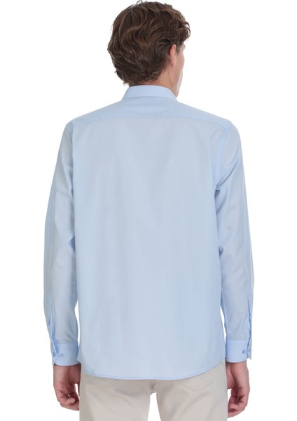 Mavi Klasik Fit Slim Yaka Pamuklu Uzun Kollu Gömlek