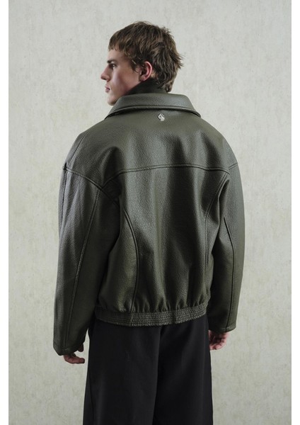 Dokulu Haki Deri Ceket modelleri