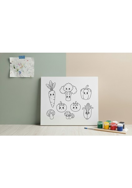 Çocuklar Için Eğitici Besinler Serisi Eğitici ve Eğlenceli Sebzeler Boyama Seti