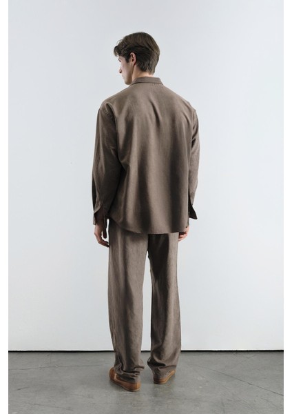 Efektli Modal Kahverengi Gömlek