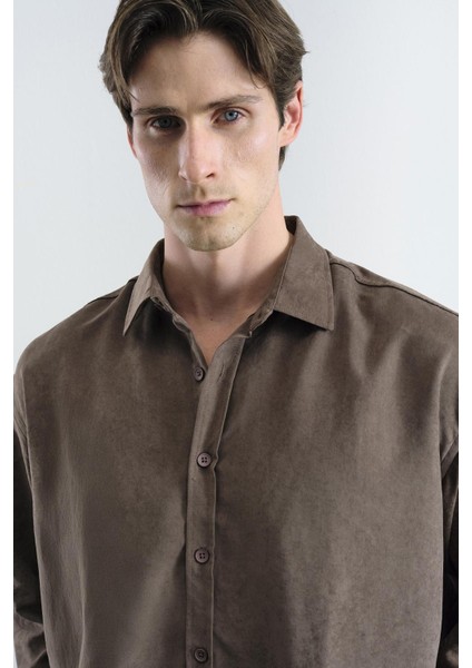 Efektli Modal Kahverengi Gömlek fırsatları