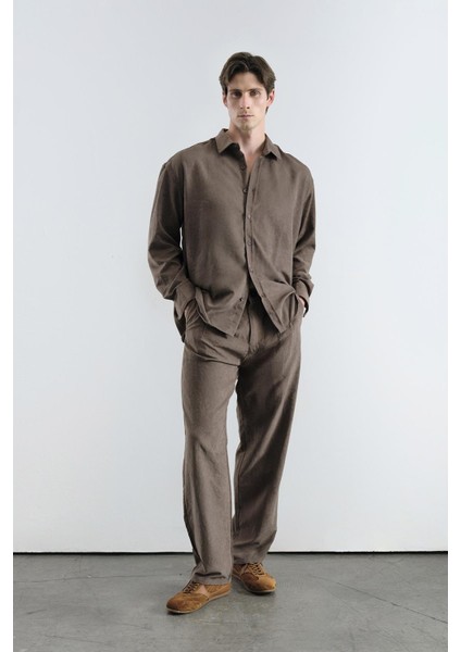 Efektli Modal Kahverengi Gömlek indirimleri