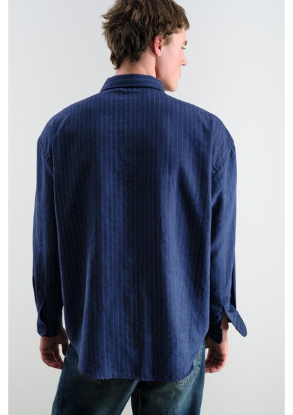 Çizgili Efektli Modallacivert Gömlek fiyatları