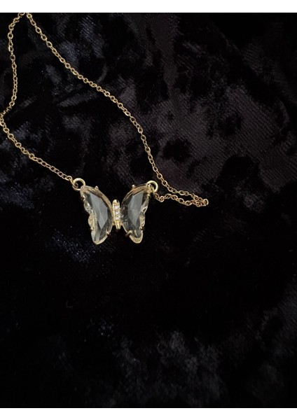 Çelik Kelebek Paslanmaz Kararmaz Gold Zincir Kolye