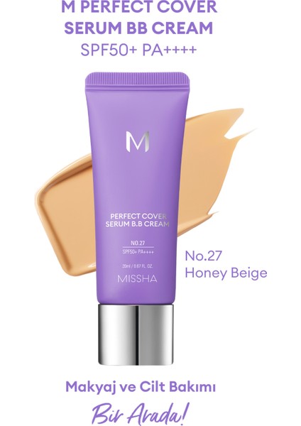 Yaşlanma Karşıtı Bakım ve Aydınlık Görünüm Sunan M Perfect Cover Serum BB Cream SPF50+/PA++++ No:27