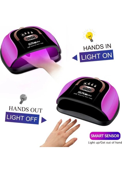 C4 Plus 256 Watt 57 LED Uv LED Kalıcı Oje Protez Tırnak Kurutucu Lamba - 1 Mor fiyatları