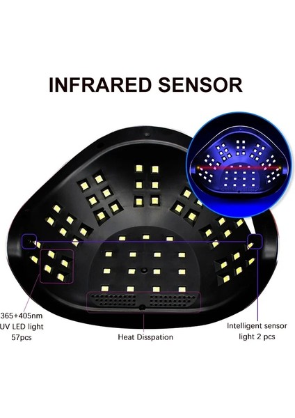 C4 Plus 256 Watt 57 LED Uv LED Kalıcı Oje Protez Tırnak Kurutucu Lamba - 1 Mor