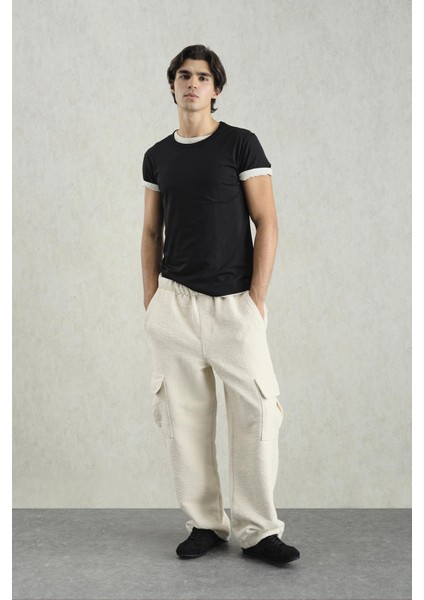 Jakar Desenli Kargo Bej Pantolon